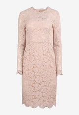 Floral Lace Knit Long-Sleeved Dress