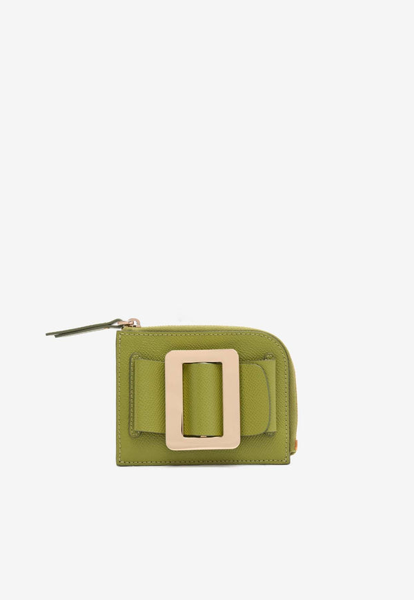 Buckle Zip Cardholder in Grained Leather