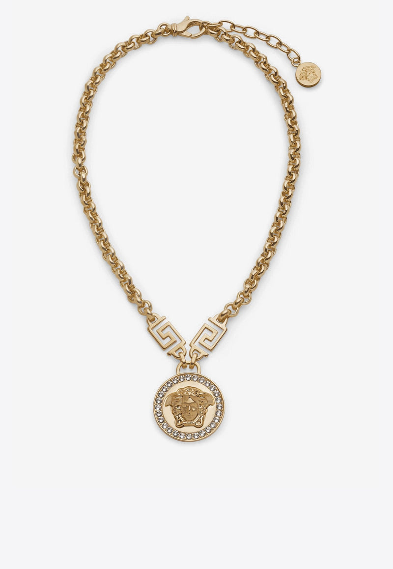 Iconic Medusa Medallion Crystal Necklace