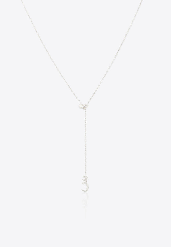 Special Order - Bespoke Arabic Letter س Necklace in White-Gold and Diamonds