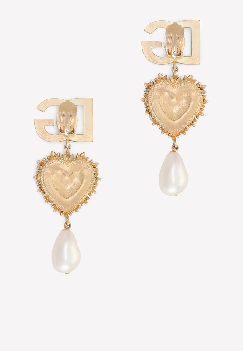 Clip-On Drop Earrings with Crystal and Pearl
