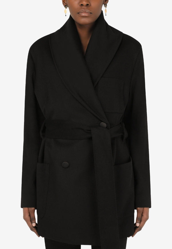 Shawl-Neck Cashmere Wrap Coat