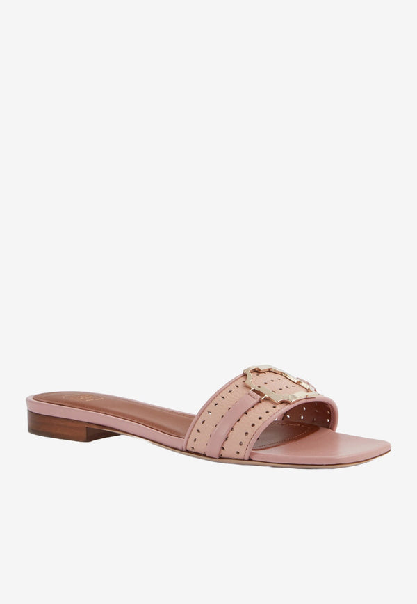 Gena Flat Sandals in Grained Nappa Leather